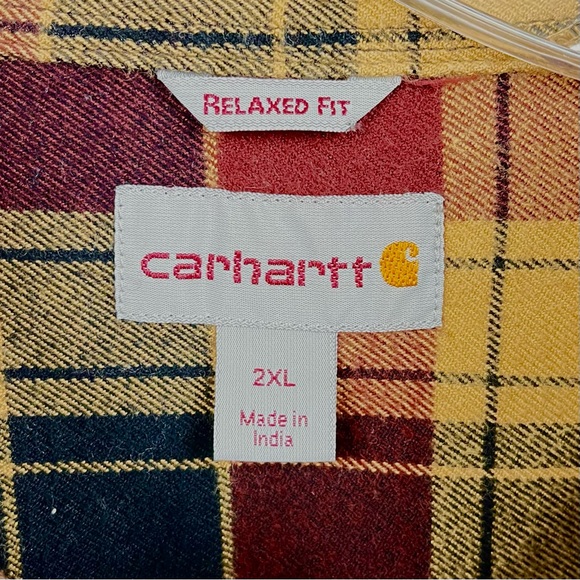 Carhartt Unisex Earthy Tone Button Up Long Sleeve Checkered Shirt Size 2XL - Picture 9 of 11